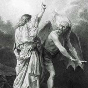 Circa 25 AD, Satan, the Judeo-Christian personification of evil, chief of the angels who rebelled against God, and was cast out of Heaven. Here: The devil took him to a high mountain, showed him all the world's kingdoms, and their glory. 'All these things I will give, (Photo by Archive Photos/Getty Images)